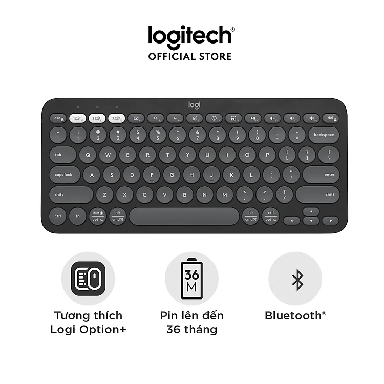 Bàn phím Bluetooth đa thiết bị Logitech Pebble Keys 2 K380s - Hàng chính hãng