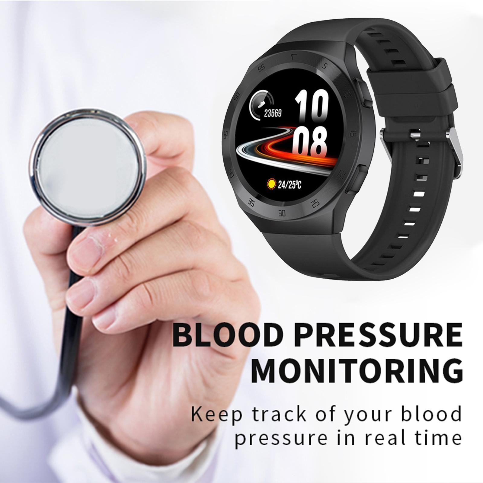 Round Sports 1.3IN Smartwatch IP68 Waterproof Bluetooth Call for Men Women Black