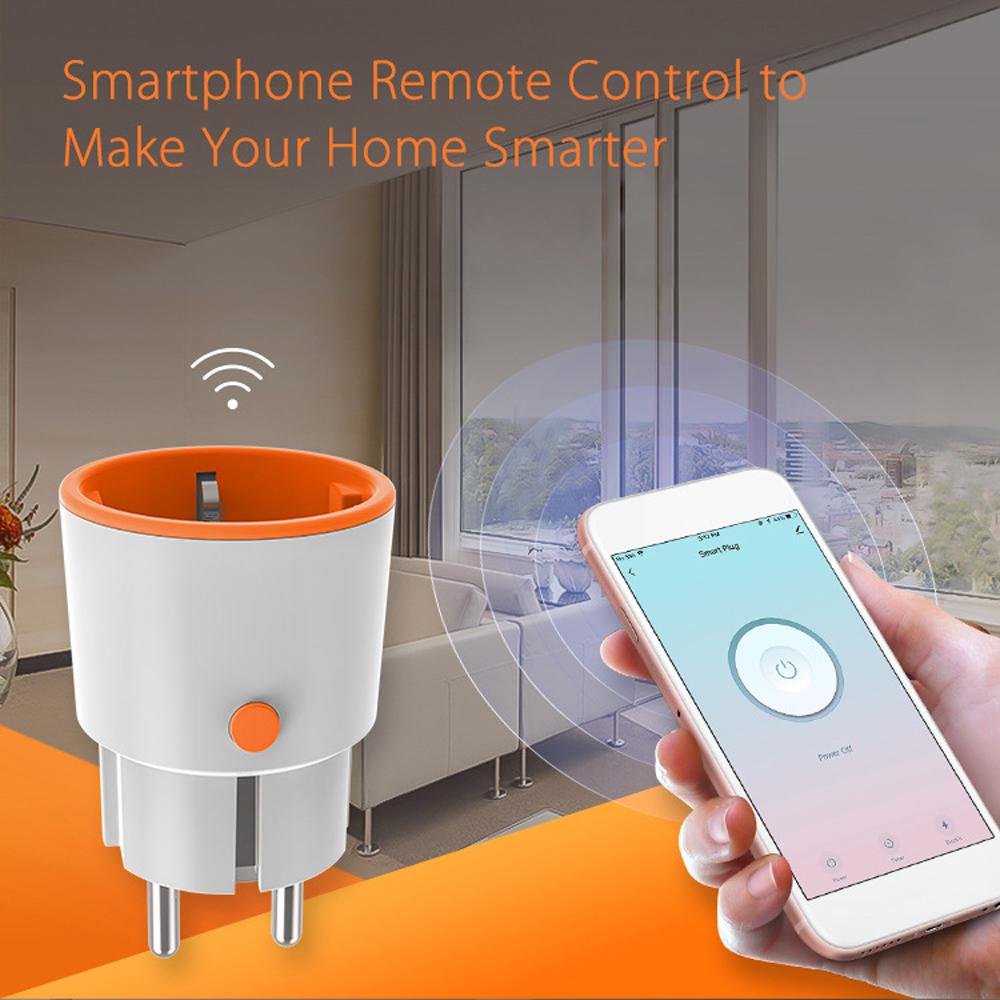 Tuya ZigBee 16A Intelligent EU-Plug Real-time Current Voltage Power Metering Countdown Plug Intelligent Home Scene Linkage Mobilephone APP Remotes Control Compatible with Alexa Google Home Voice Control