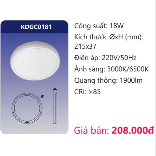 ĐÈN LED DUHAL GẮN NỔI VIỀN TRÒN KDGC0181 CÔNG SUẤT 18W