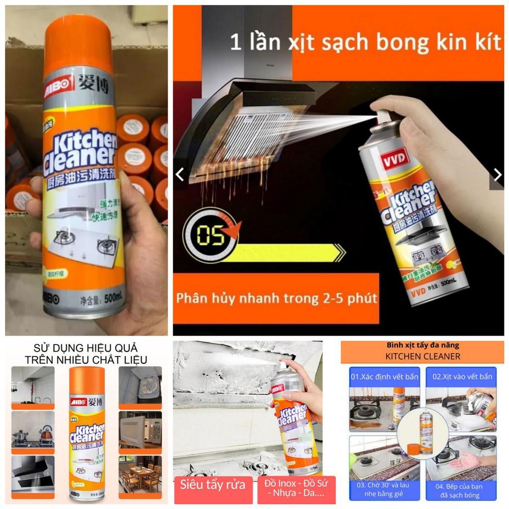 Bình xịt vệ sinh bếp bọt tuyết đa năng Kitchen Clear 500ml - Chất tẩy Cực Mạnh