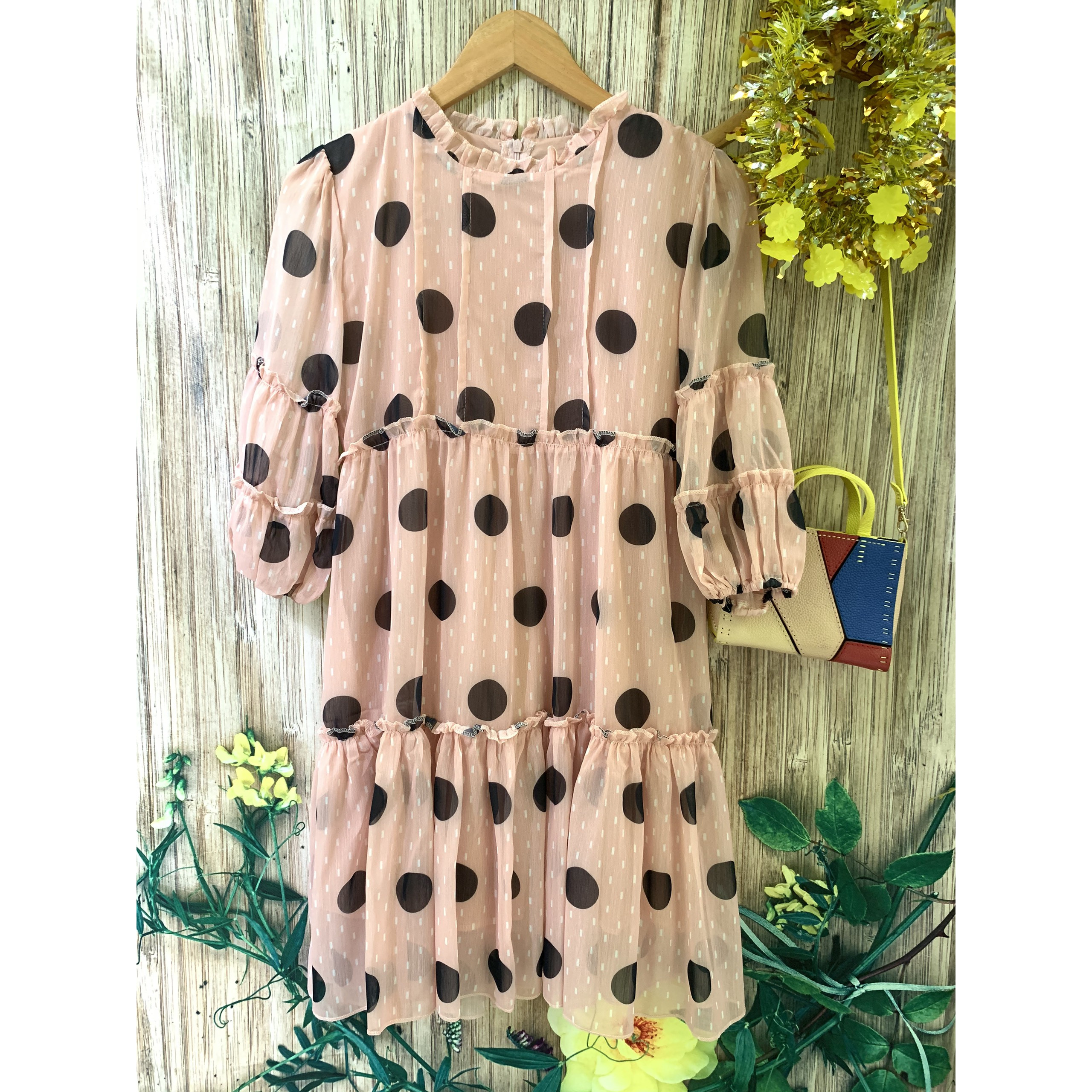 Đầm voan babydoll chấm bi xinh xắn