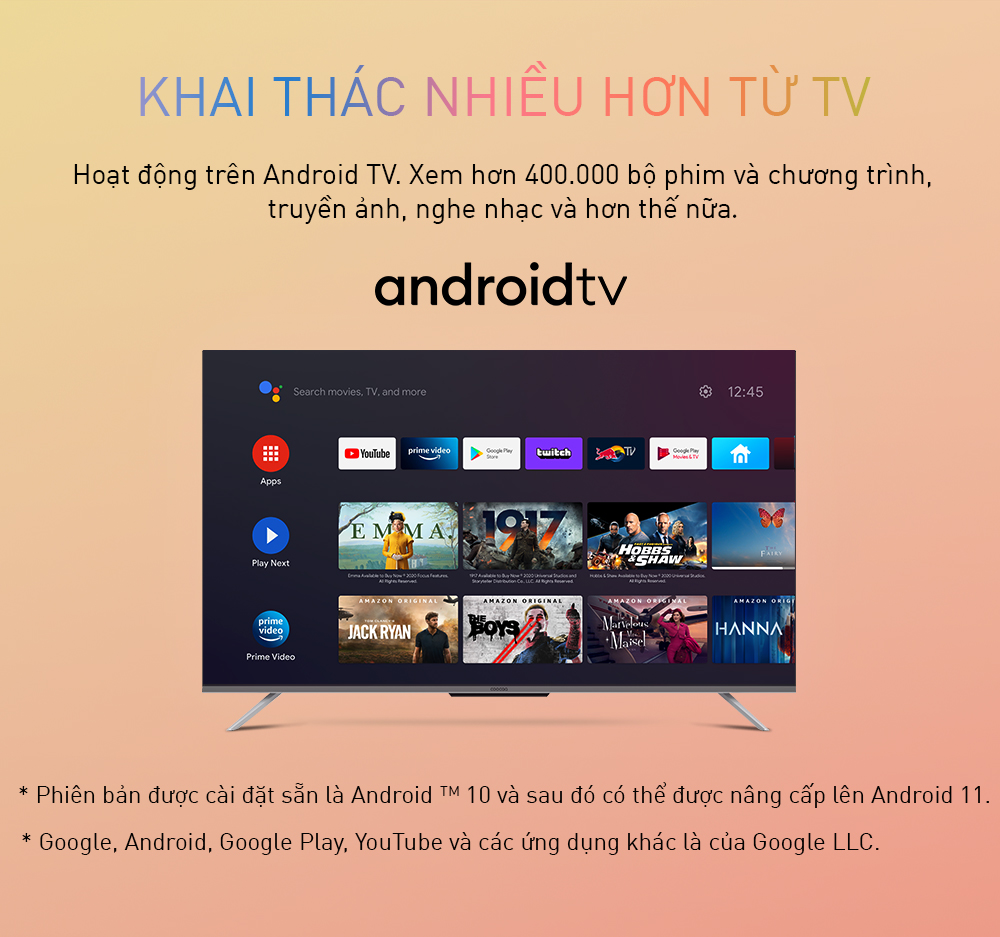 Smart Tivi Coocaa Android 10 50 inch - Model 50S6G Pro Max - Hàng chính hãng