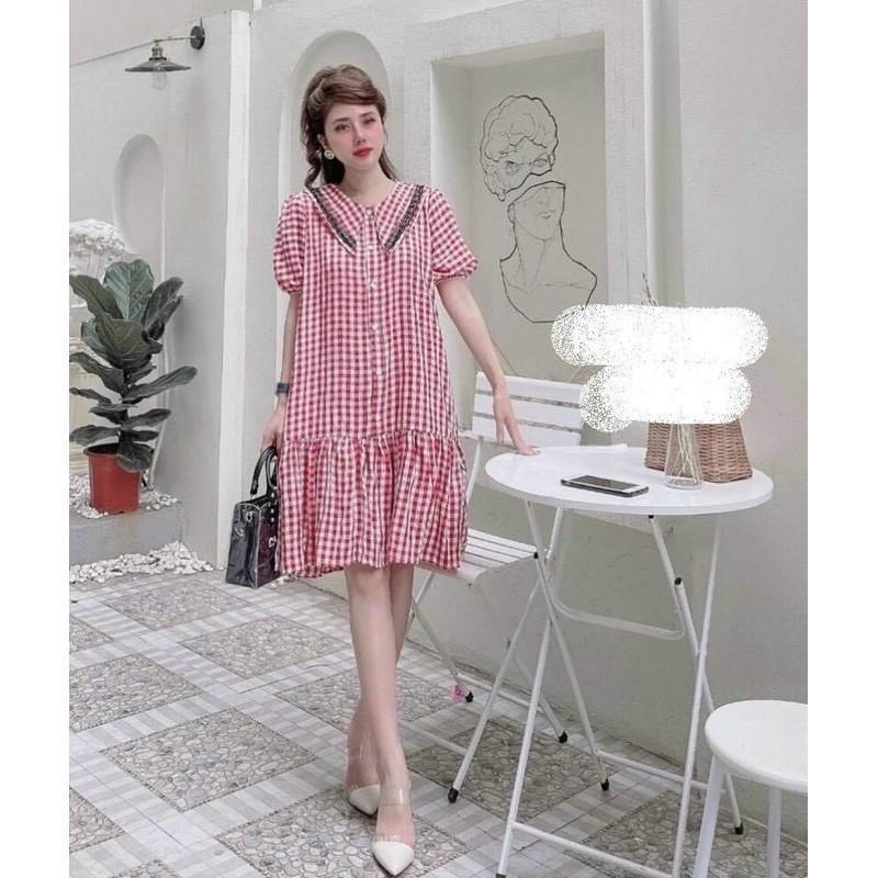 Váy bầu thiết kế️đầm bầu mặc đi làm đi chơi đều được️chất kẻ hàn siêu mát️free size (43-68kg