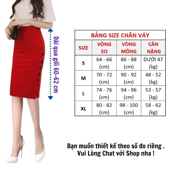 Chân váy công sở dáng bút chì dài 62cm chất vải co giãn thoáng mát