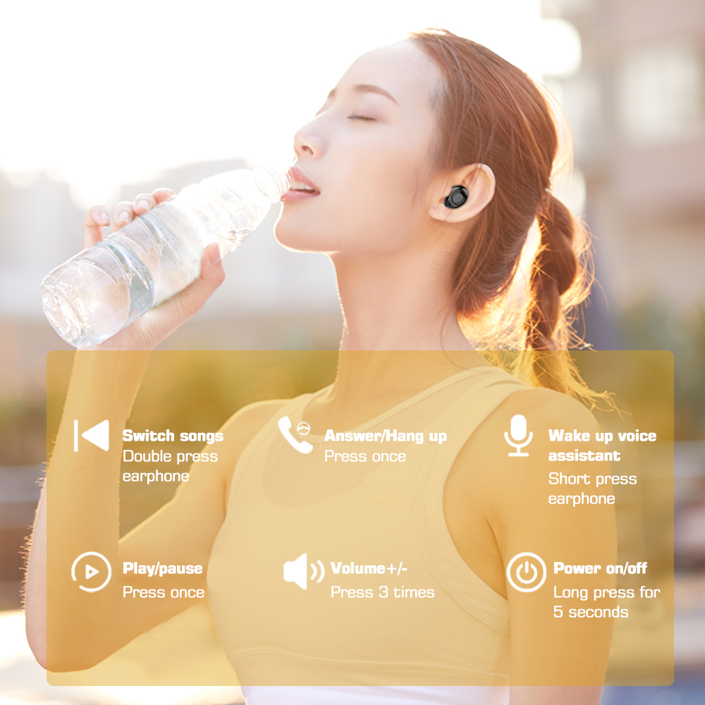 Tai Nghe Thể Thao Điều Khiển Cảm Ứng TWS Bluetooth V5.0 Không Dây Có Mic Màn Hình LED