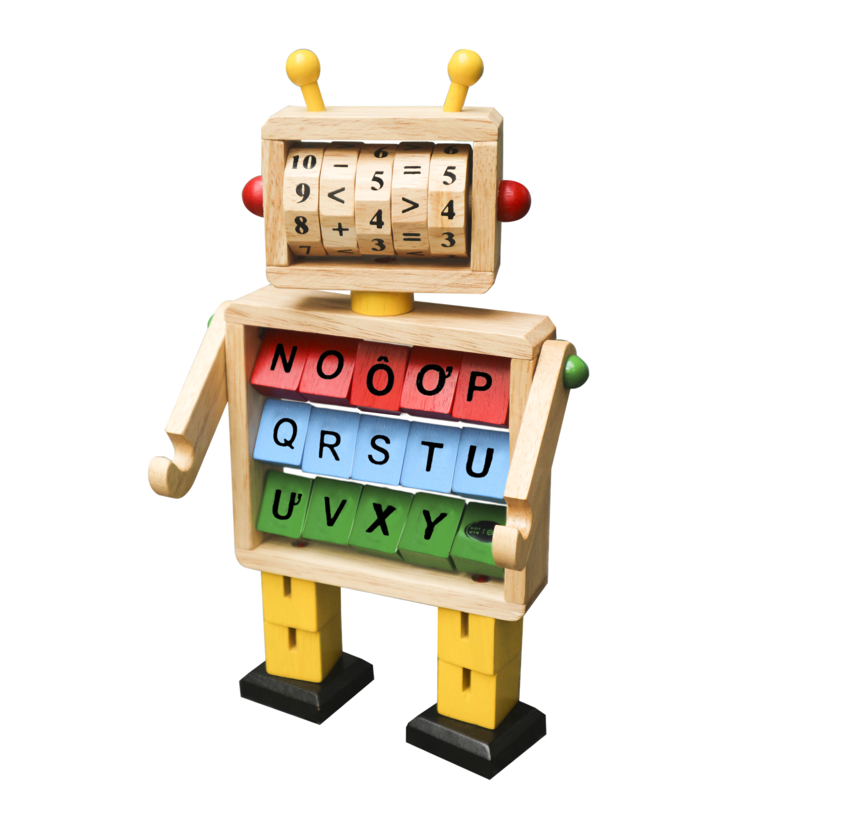 Đồ chơi học tập, Robot học toán và chữ cái - Đồ chơi gỗ Winwintoys