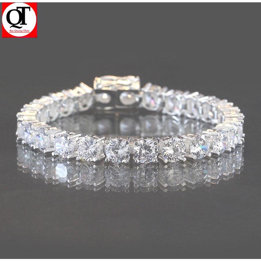 Lắc tay nữ thời trang chất liệu bạc S925 đính full đá Zircon cao cấp trang sức Bạc Quang Thản - QTVTNU25