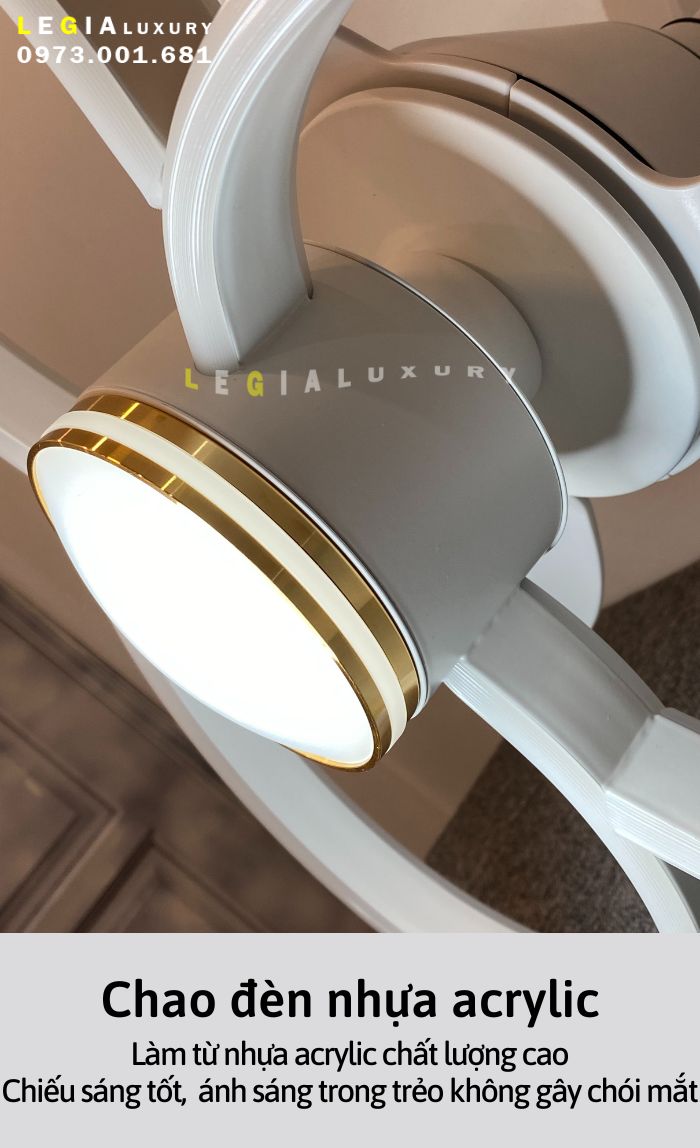 [Cao Cấp] Quạt trần trang trí hiện đại LÊ GIA VENUS007 | Quạt trần có đèn thiết kế hiện đại | Quạt trần đèn phong cách sang trọng luxury | Quạt trần mới nhất 2024 { Hàng Chính Hãng }