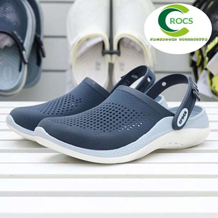 Dép sục nhựa đi mưa chống hôi chân CrocsCroslite Literide 360 clog màu Navy