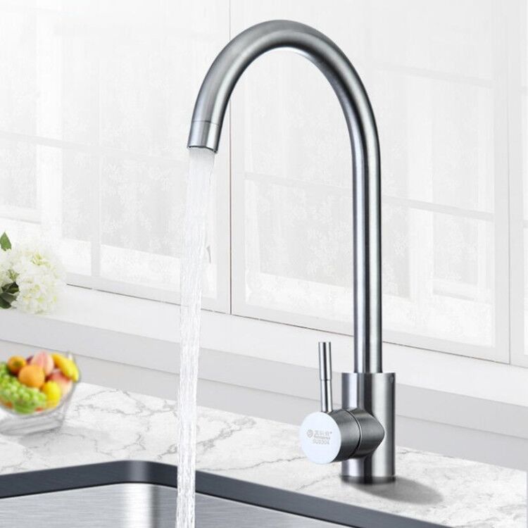 Vòi bếp nóng lạnh Inox 304 không chì tặng kèm 2 dây nóng lạnh