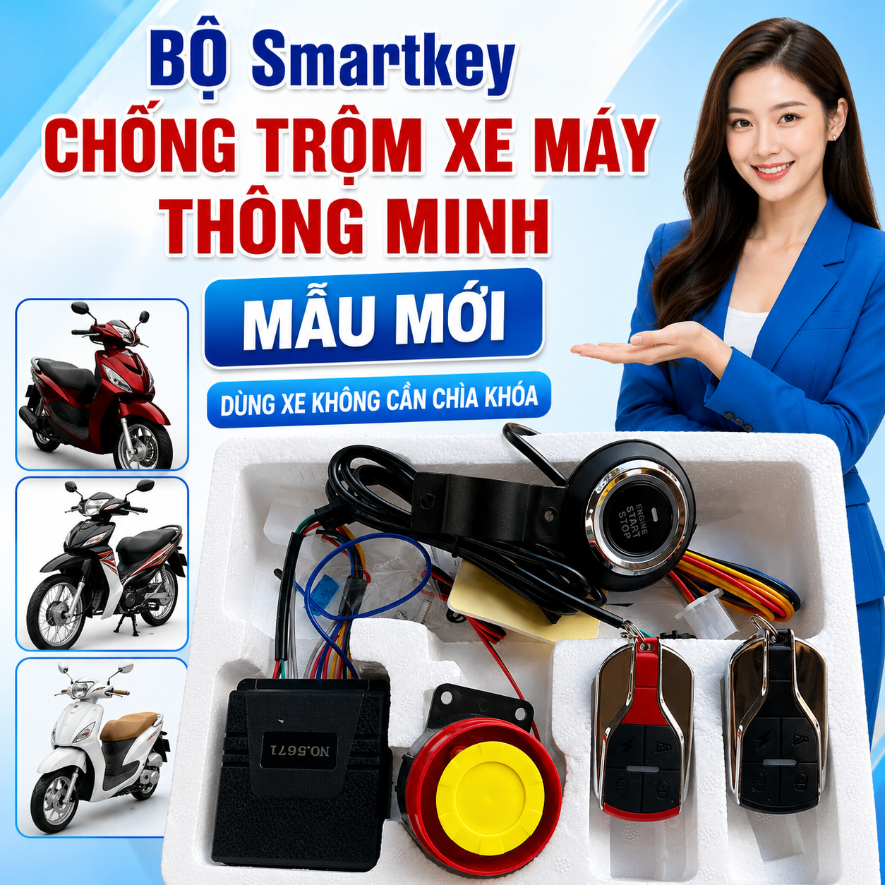 Smartkey Chống Trộm Xe Máy Cao Cấp – Công Nghệ Mới, Báo Động Nhạy, Phù Hợp Xe Tay Ga Xe Số