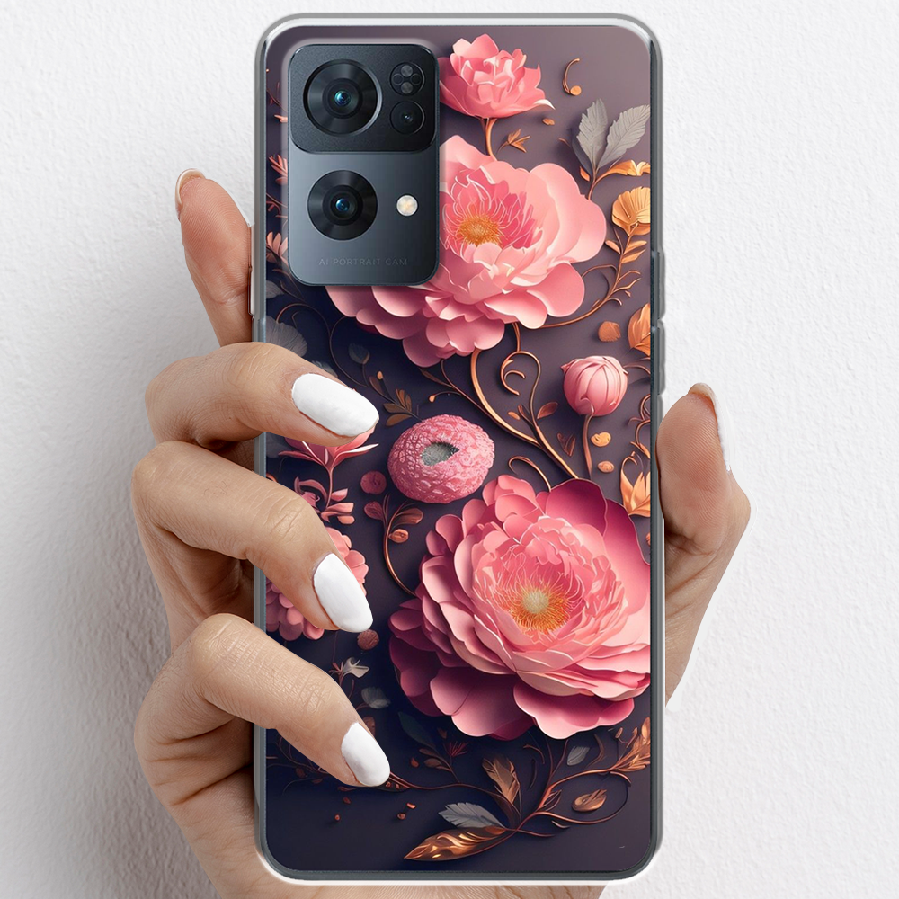 Ốp lưng cho Oppo Reno7 Pro nhựa TPU mẫu Hoa hồng
