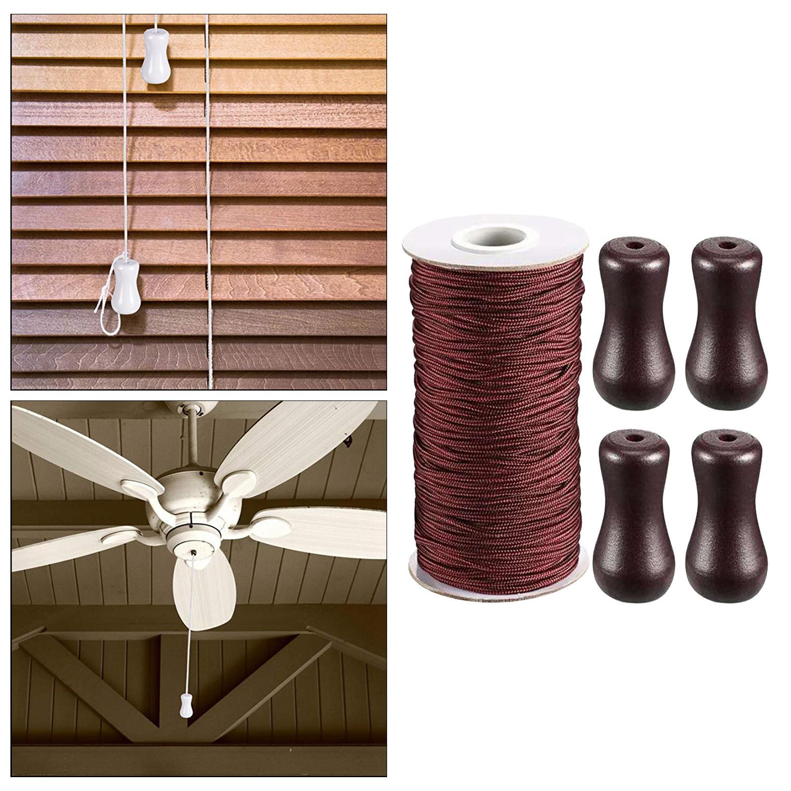 Brown Braided Lift Shade Cord Wood Pendant for Aluminum Blind Shade