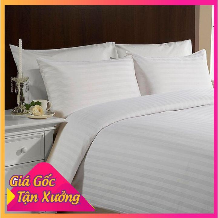 Vỏ (Áo) Gối Cotton Trắng Sọc T300 đủ size