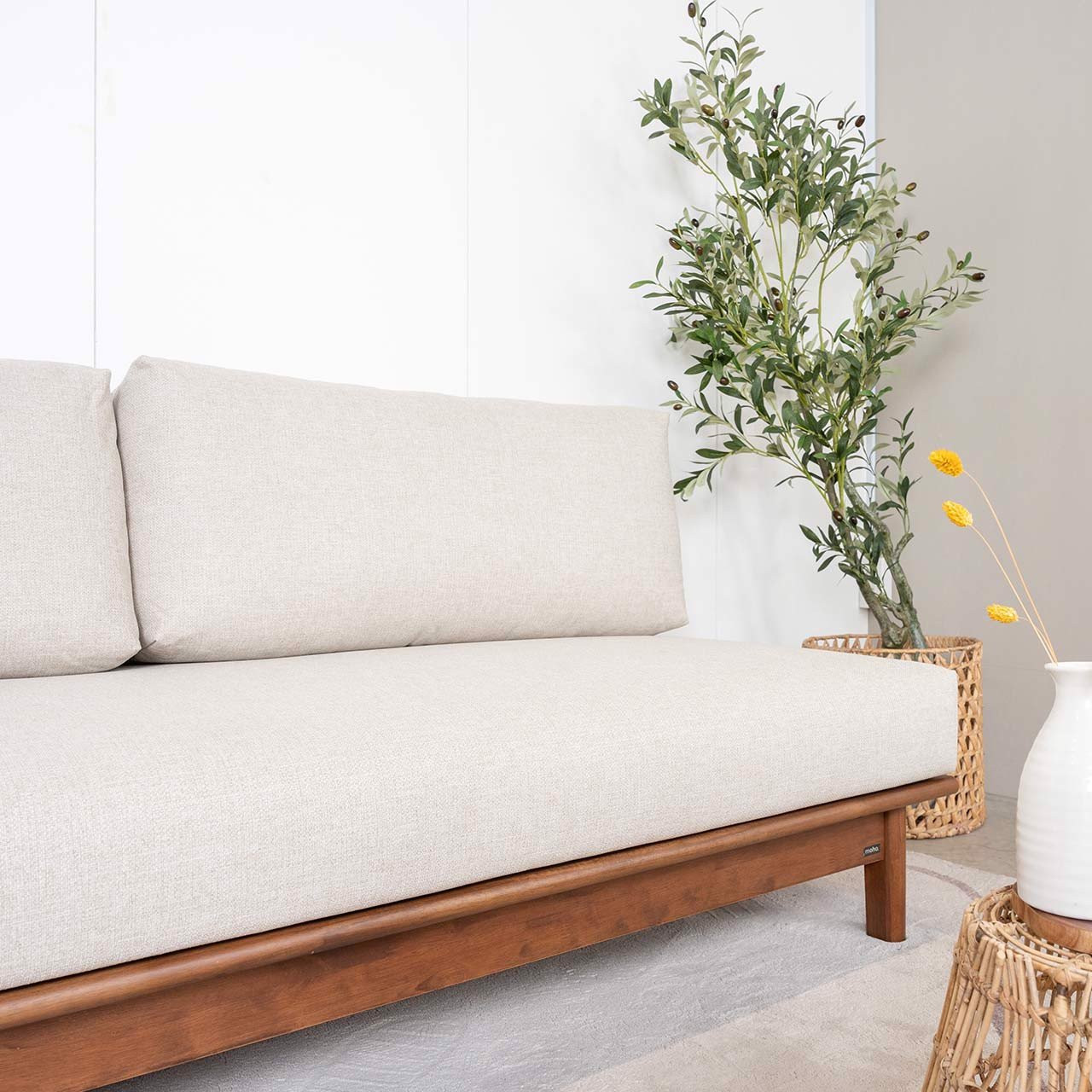 Ghế Sofa Gỗ Tràm Tự Nhiên MOHO VLINE 601 Màu Nệm BE