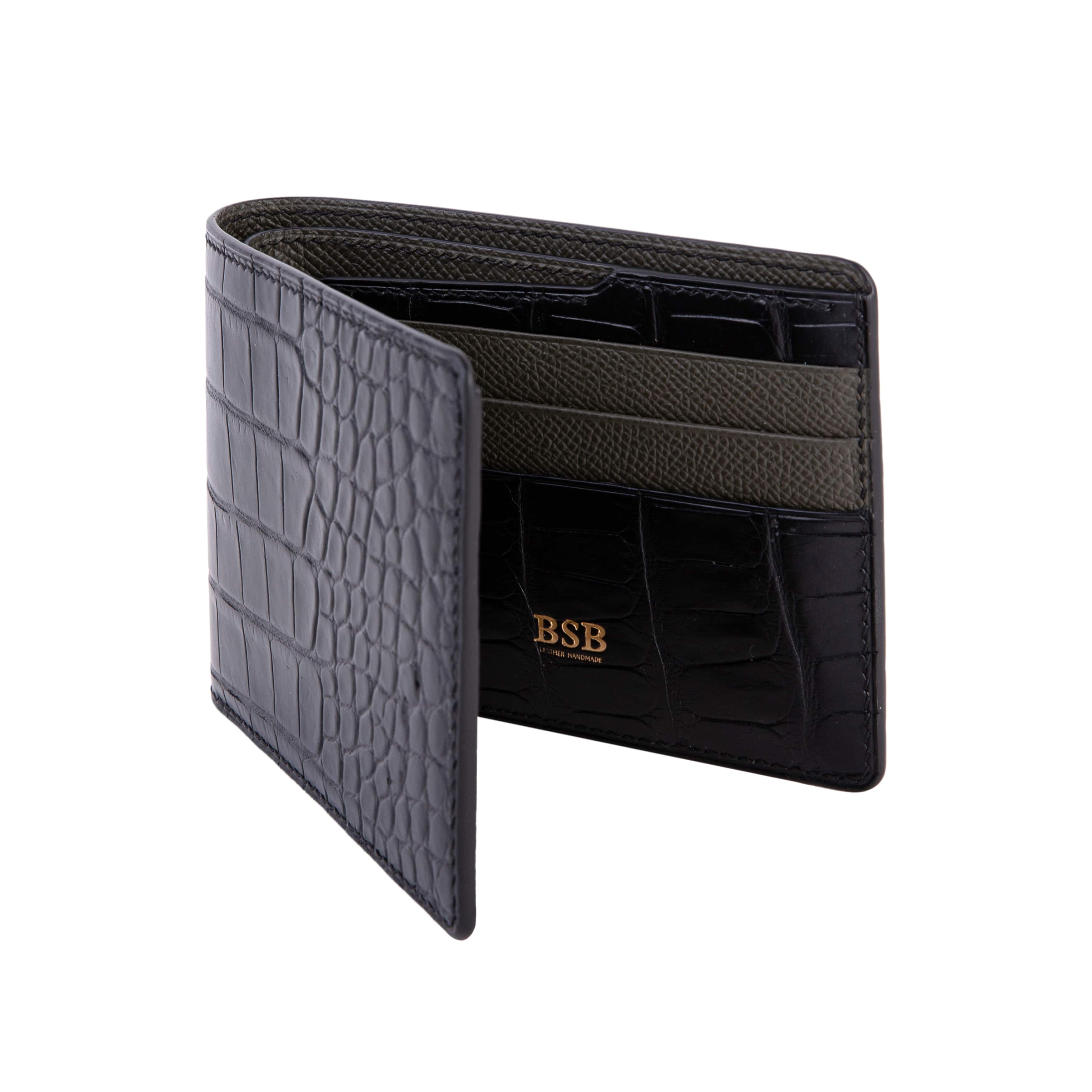 Ví nam da cá sấu lớn quý phái BSB Leather Đen BSB1081