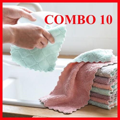 Combo 10 Khăn Đa Năng Lau Bếp Đa Năng Siêu Thấm Siêu Hút 2 Mặt Tiện Lợi