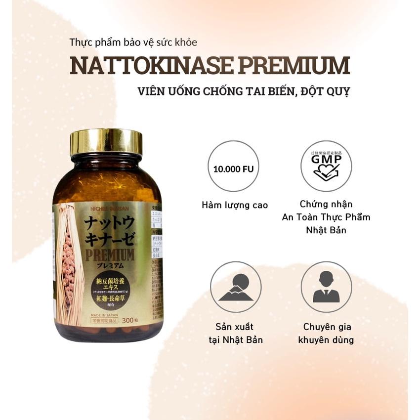 Viên uống hỗ trợ điều trị tai biến Nichiei Bussan Nattokinase Premium 10.000FU 300/60 viên (Nội địa Nhật Bản