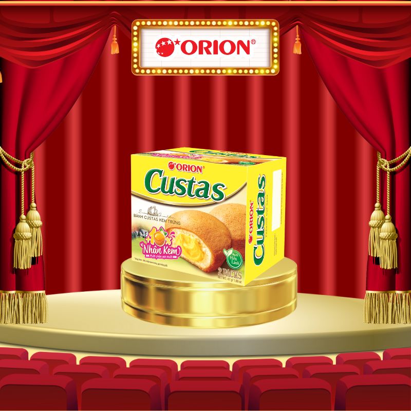 Hộp 2 gói bánh CUSTAS Orion nhân Kem BƠ TRỨNG 47g (27.5g x 2 gói/hộp)