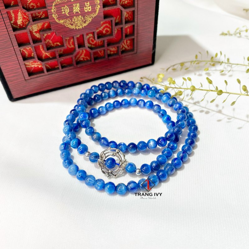 Vòng Tay Đá Kynite Quấn 3 Vòng Mix Charm Bạc