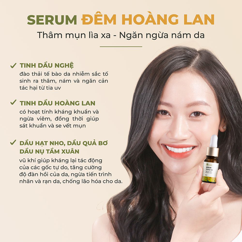 Serum Dưỡng Da Đêm Hoàng Lan Cỏ Mềm Giúp Mềm Mịn Ngăn Ngừa Nám Da Chống Lão Hóa Nhanh Liền Sẹo Mụn Với Chiết Xuất Từ Tinh Dầu Hoàng Lan An Toàn Từ Thiên Nhiên 10ml