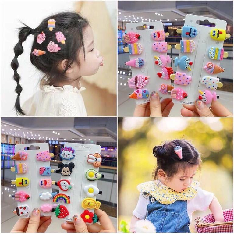 Bộ 10 kẹp tóc cho bé gái hoạt hình siêu xinh xắn