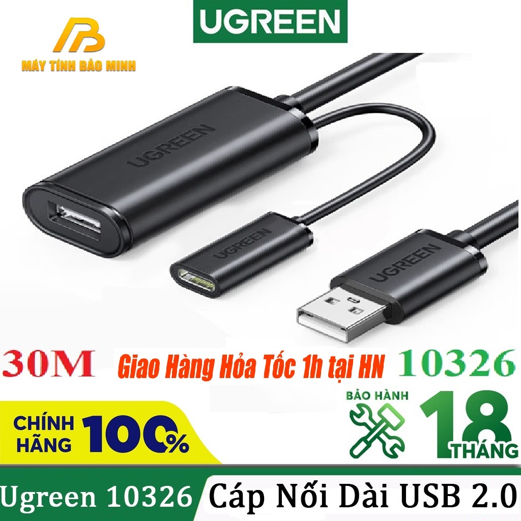 Cáp Nối Dài Ugreen USB 2.0 10326 (30m) - Hàng Chính Hãng