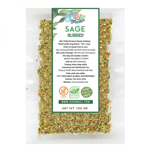 Lá Xô Thơm Thương Hiệu Hava Foodies Gói 100g – Sage Leaf Ground
