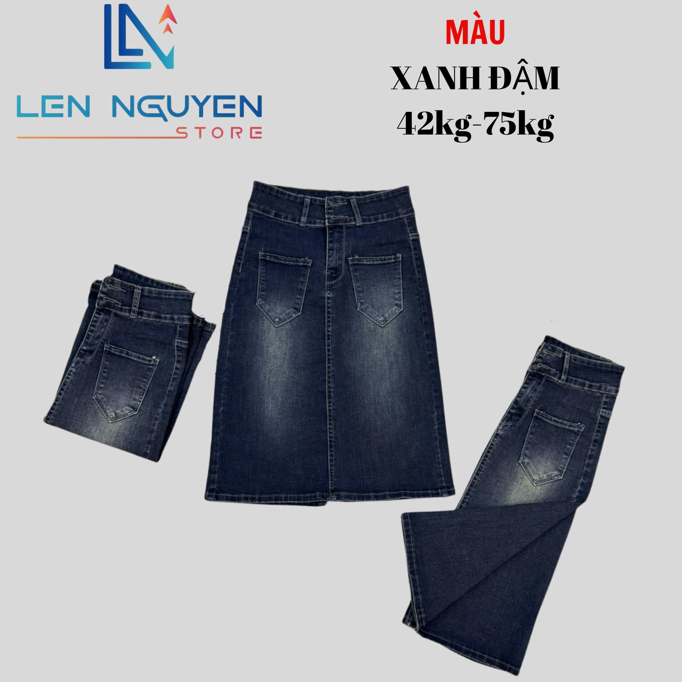 CV1_ Chân Váy Dài 61cm ,Dài Qua Gối. Thiết Kế 43kg đến 75kg Vải Cao Cấp Co Giãn ,Mềm Mịn Nữ - Xanh Đậm