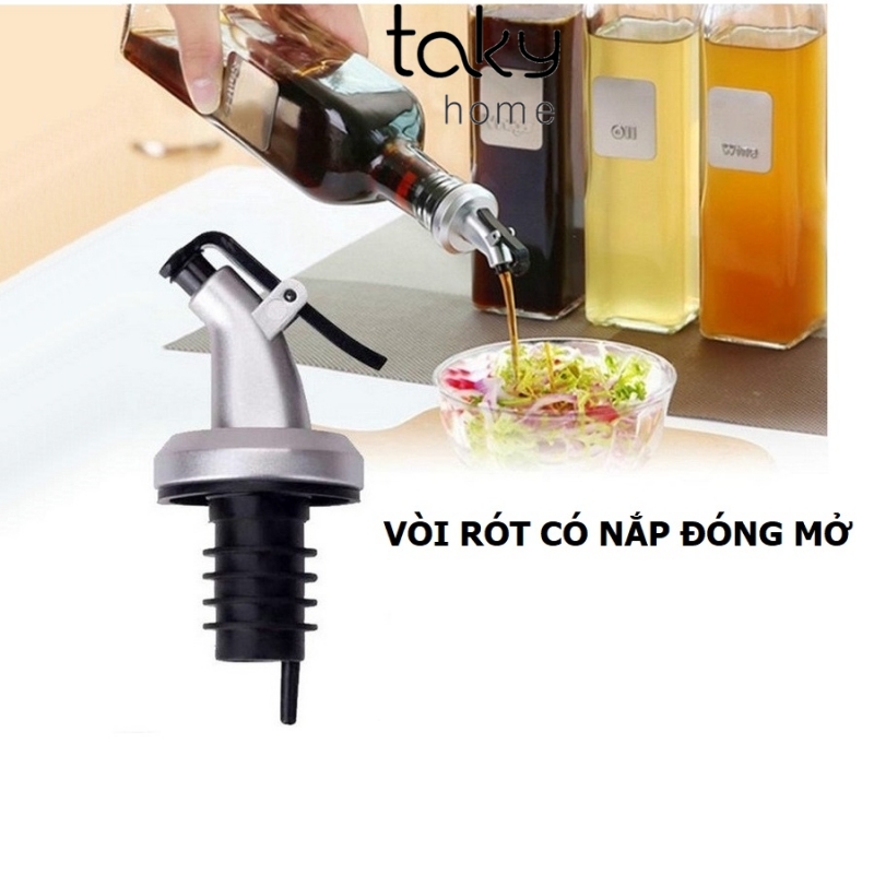 Vòi Rót Dầu Ô Liu, Nước Tương, Nước Mắm, Có Nắp Chặn Tiện Dụng Khi Nấu Ăn, Vòi Rót Rượu Nắp Cao Su. TakyHome 5230