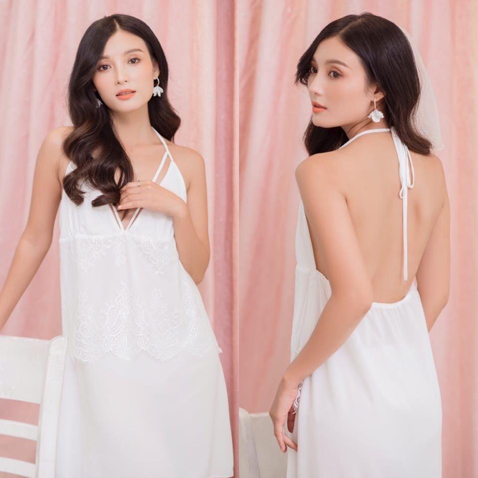 Váy ngủ sexy cao cấp với màu trắng tinh khôi kèm hình thật shop chụp