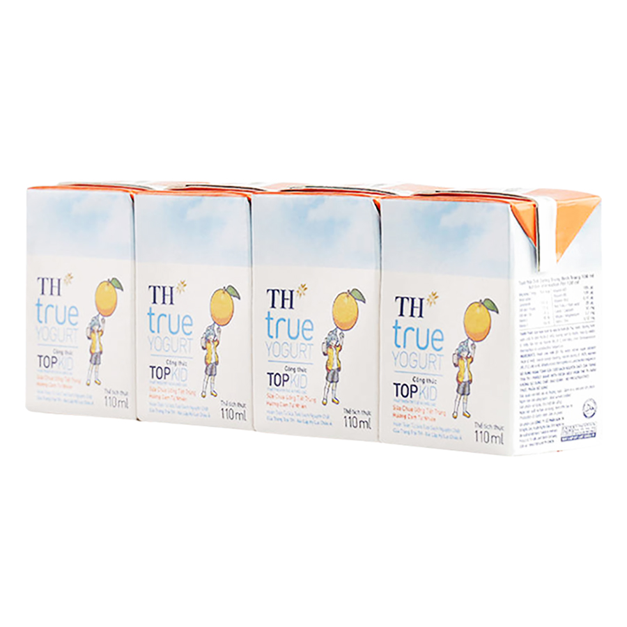 Thùng Sữa Chua Uống Tiệt Trùng Topkid Cam TH True Milk (110ml x 48 Hộp)