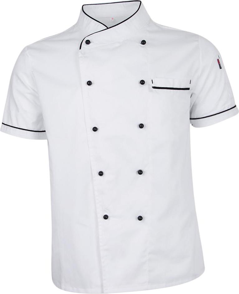 Chef Jacket Uniform Short Sleeve Hotel Kitchen Chefwear Cook Coat