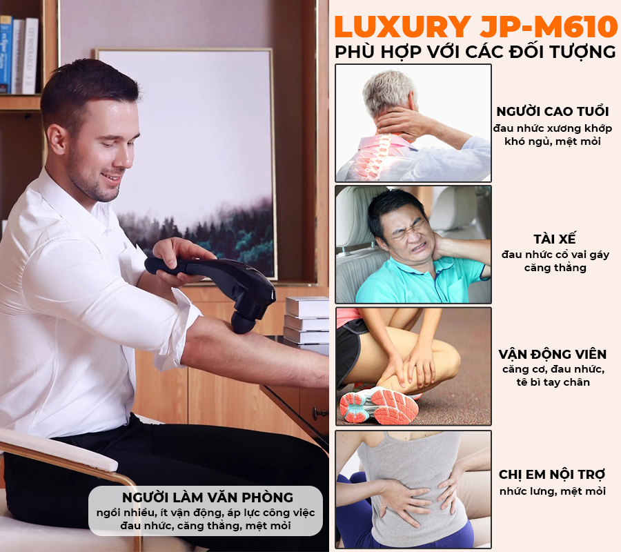 Máy massage cầm tay hồng ngoại OKACHI LUXURY JP-M610 (màu đen)