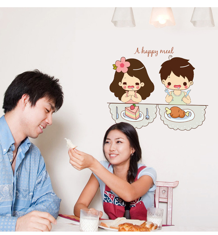 Decal dán tường Couple ăn tối siêu dễ thương - A Happy Meal