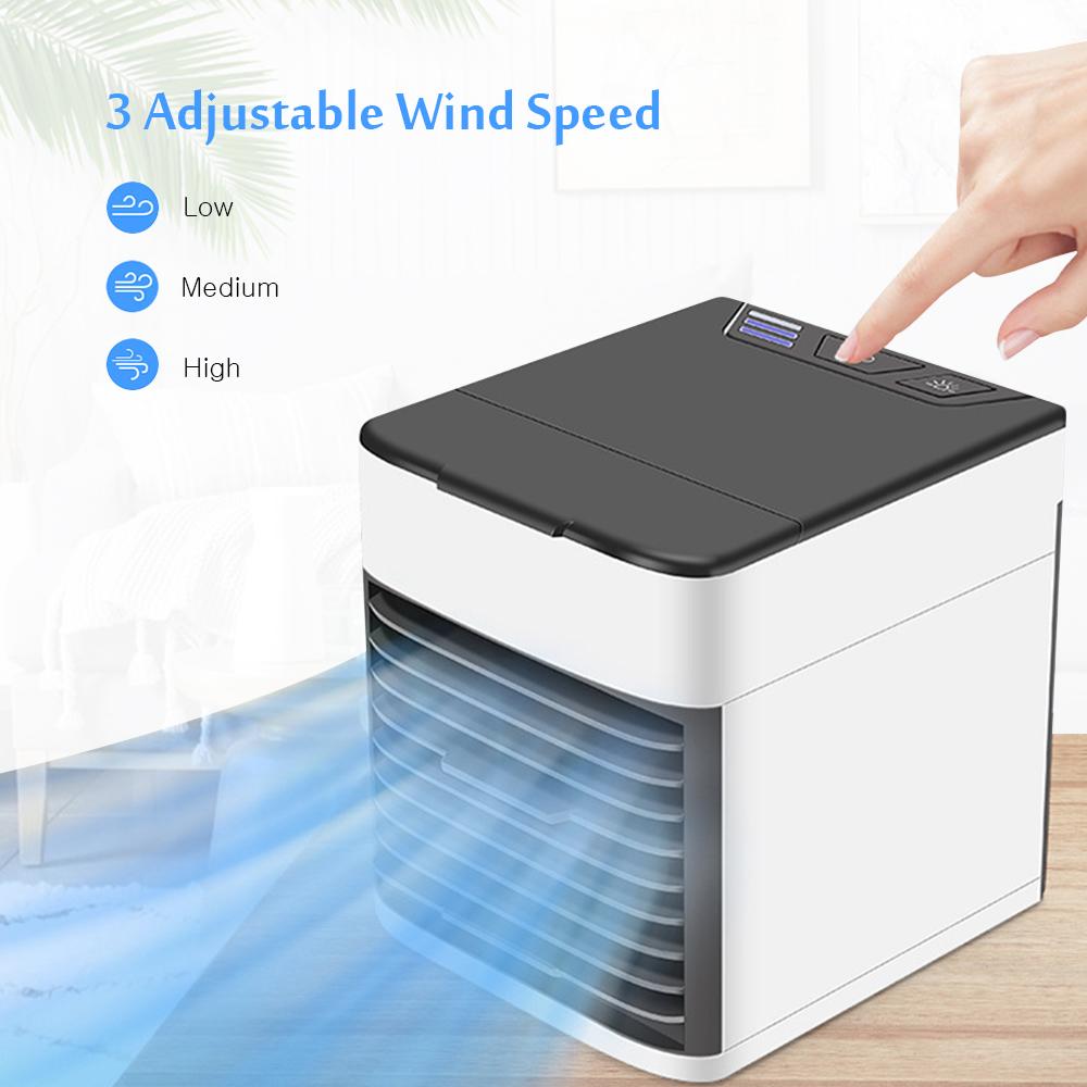 Máy điều hòa không khí di động Quạt làm mát không khí có thể sạc lại, với đèn LED 7 màu