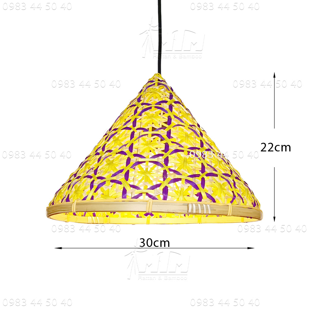 Đèn tre, đèn nón MTDT30 - Đèn mây tre, Đèn trang trí, Đèn treo thả