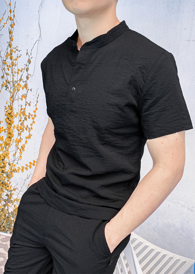 Bộ Quần Áo Đũi Nam Đen Dáng Vừa Phong Cách SETDEN99
