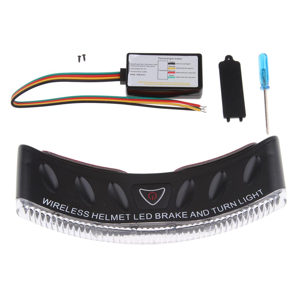 Motorcycle Wireless Helmet 12V 8 LED Turn Signal Stop Brake Warning Light