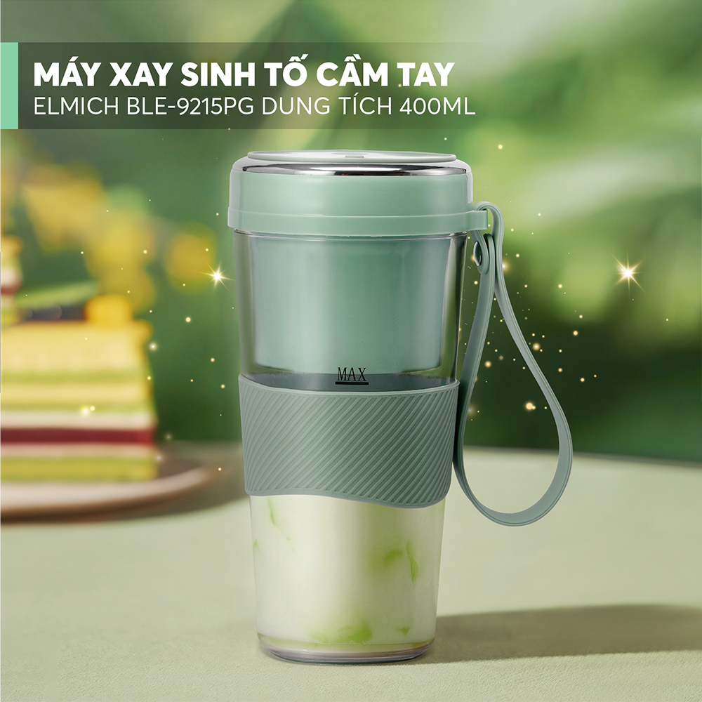 Máy Xay Sinh Tố Cầm Tay Elmich BLE9215 400ml, Hàng Chính Hãng,Lưỡi Dao 10 Cánh,Xay Nhanh 40s-JoyMall