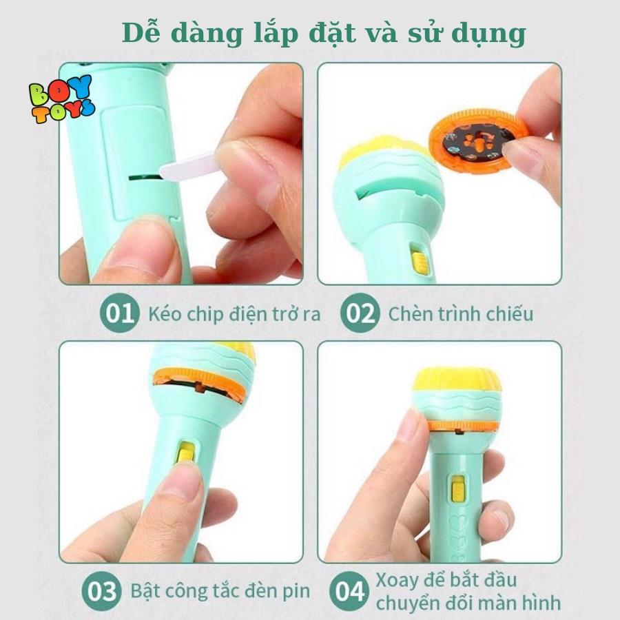 Đèn pin chiếu hình 80 hình động vật ngộ nghĩnh, sắc nét, đồ chơi giáo dục sớm giúp bé nhận biết con vật