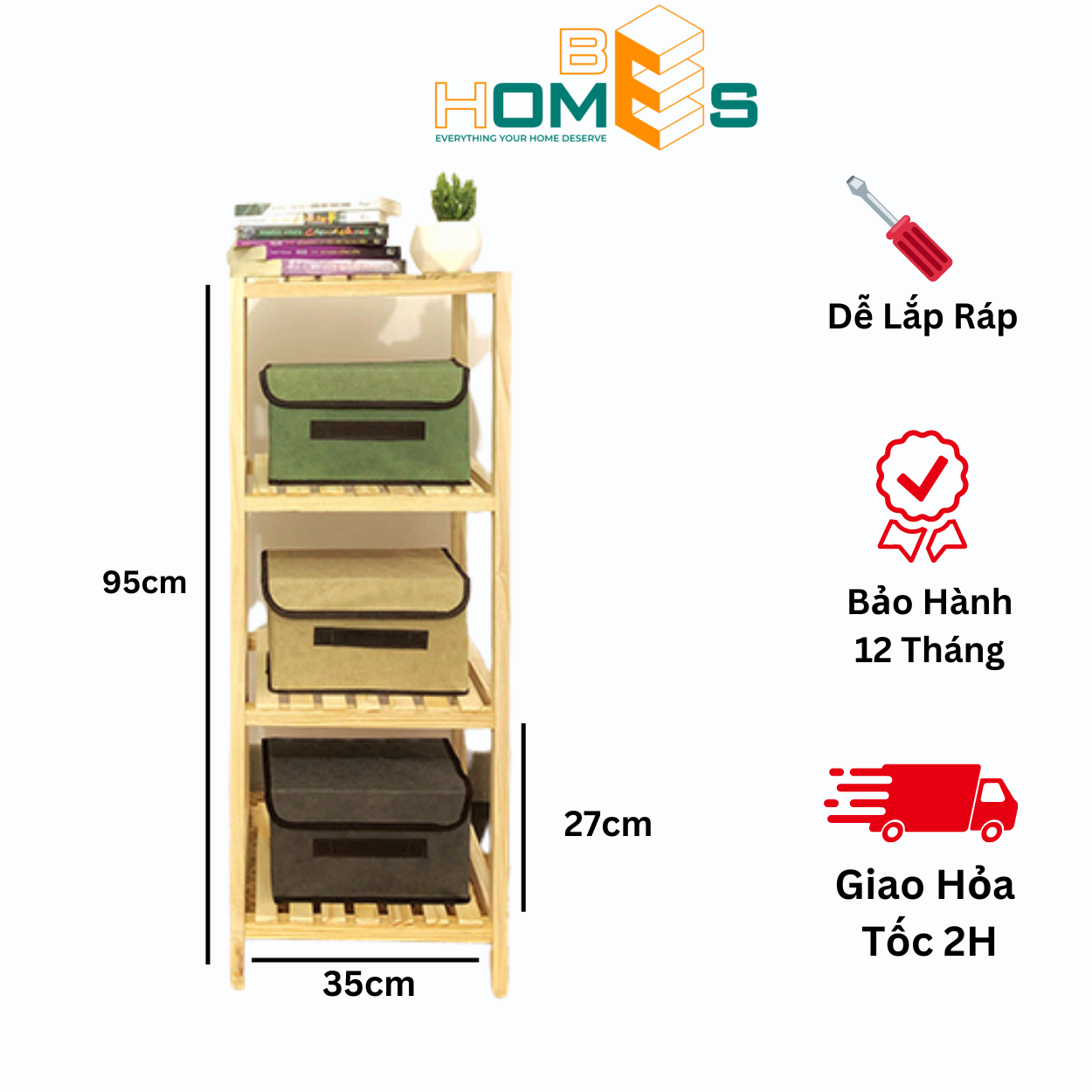 Kệ tab đầu giường Behomes 4 tầng