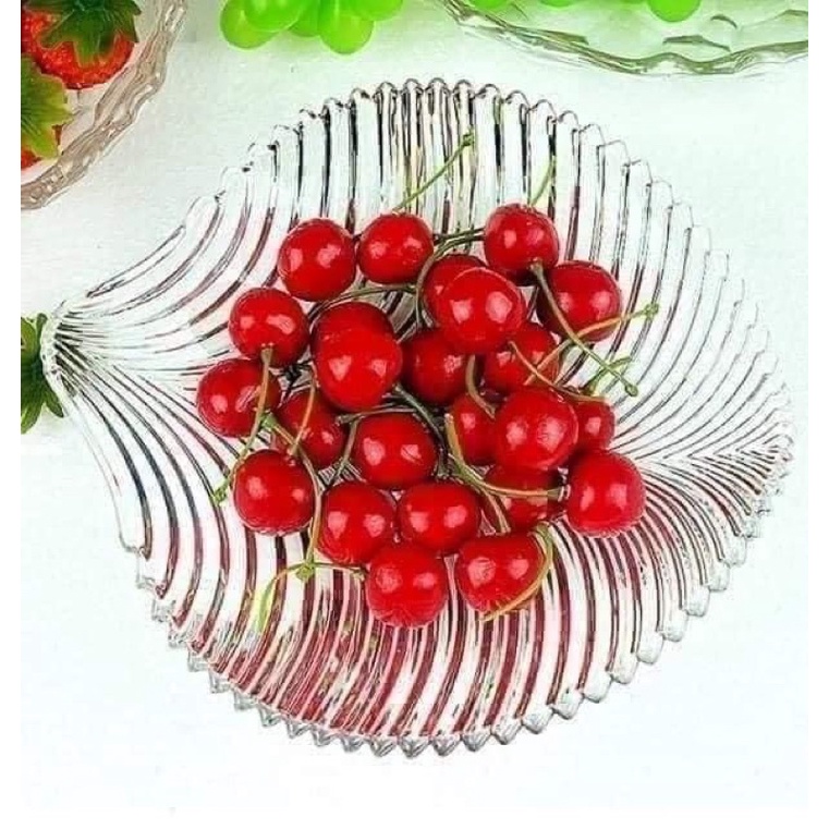 Đĩa Thuỷ Tinh Pha Lê Hình Chiếc Lá kt 24x24cm Đựng Hoa Quả Bánh Kẹo - HÀNG CHÍNH HÃNG MINIIN