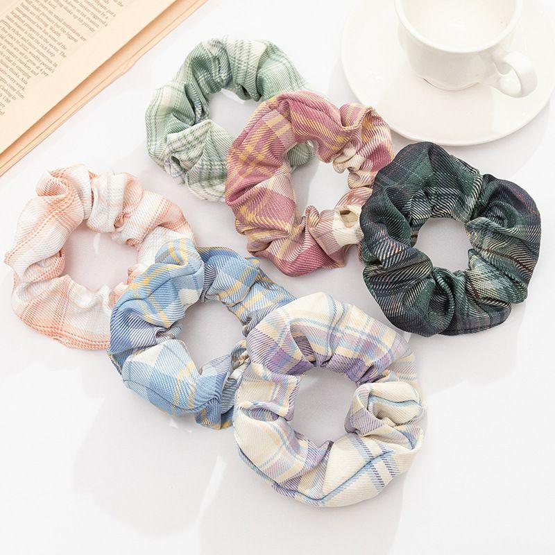 Dây buộc tóc vintage hàn quốc vải crunchies hoạ tiết caro