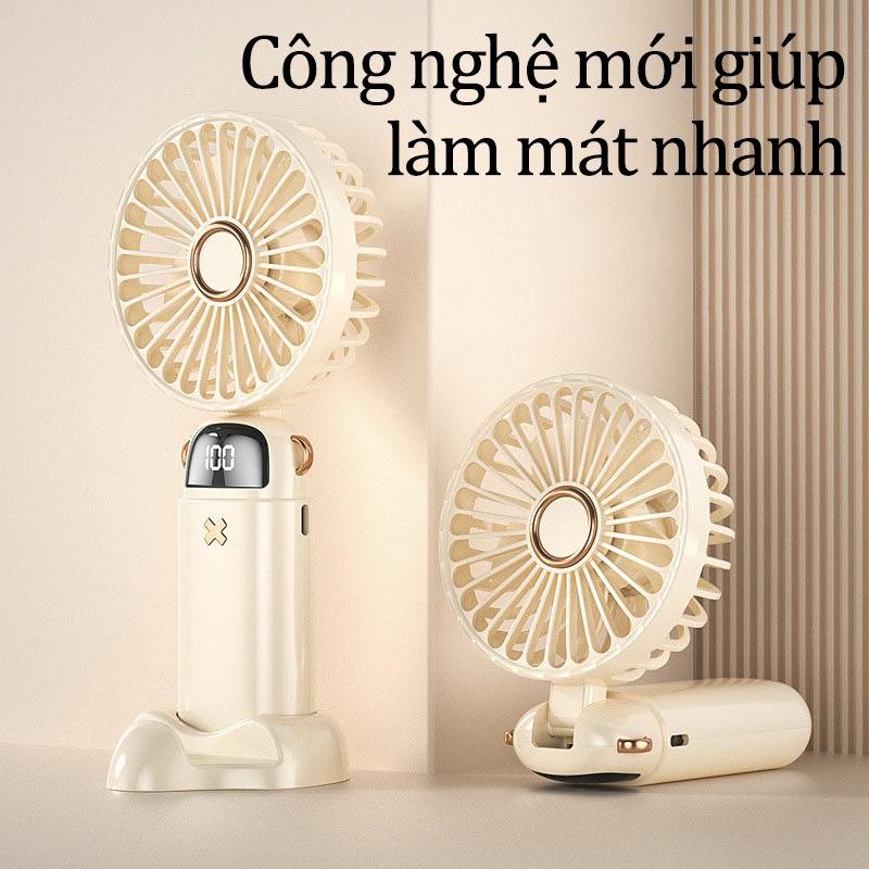 [6000mAh] Quạt makeup mini 5 cấp độ cầm tay sạc điện siêu mát tích điện có thể để bàn - Hity Beauty