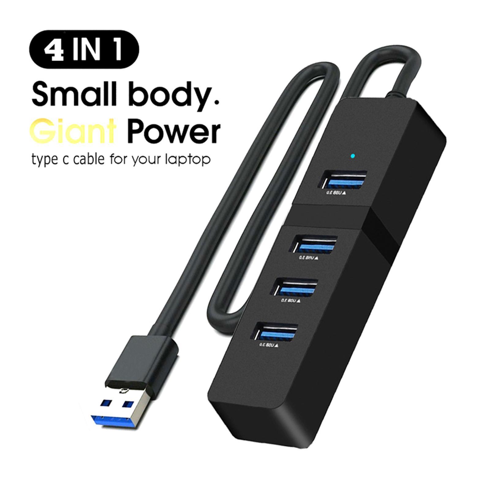 Compact 4 Ports USB 3.0 Hub Multi Splitter Portable for Desktop Computer PC