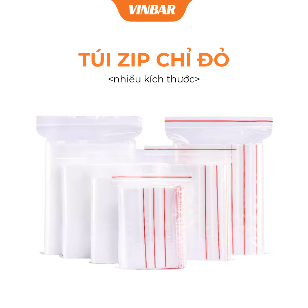 TÚI ZIP VIỀN ĐỎ NHIỀU KÍCH THƯỚC