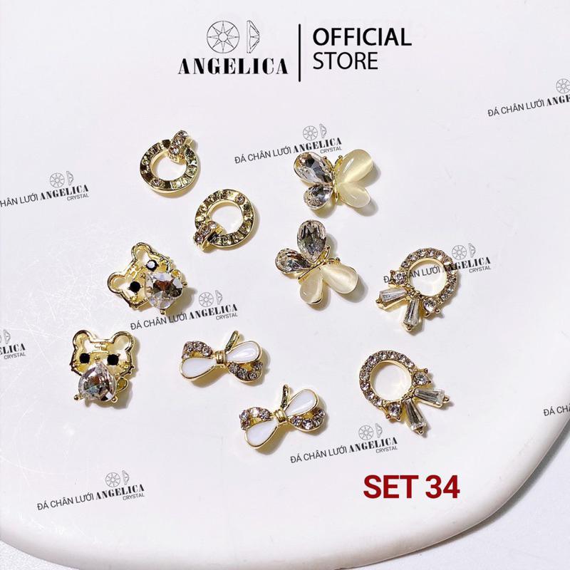 Set 10 Charm Nail Kim Loại Ánh Vàng, Ánh bạc Trang Tri Móng ANGELICA SMC