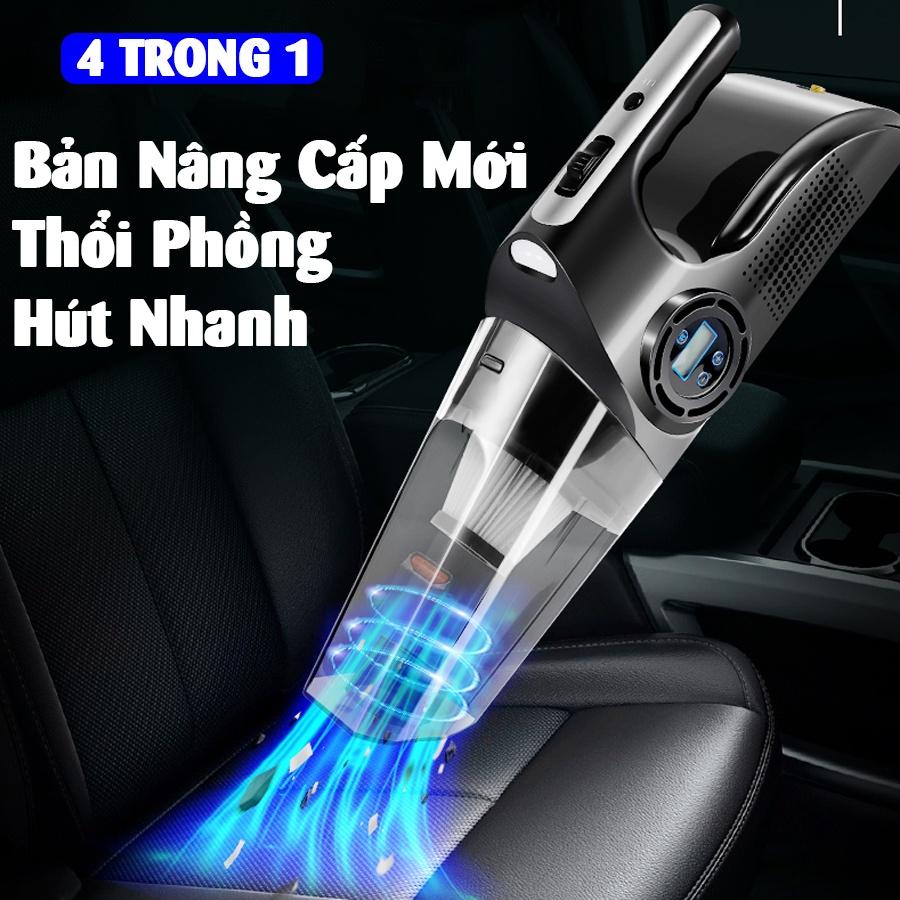 Máy Hút Bụi Ô Tô Kiêm Bơm Lốp Ô Tô Đa Năng 4 Trong 1 - Hút Bụi, Bơm Lốp, Đo Áp Suất Lốp, Đèn Pin Chiếu Sáng BH 3 THÁNG